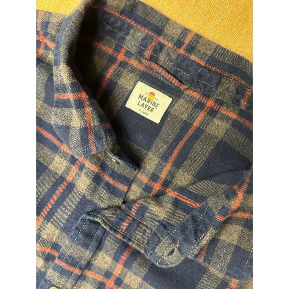 Marine Layer Classic Fit Balboa Button Down Navy Plaid XL - Picture 2 of 7